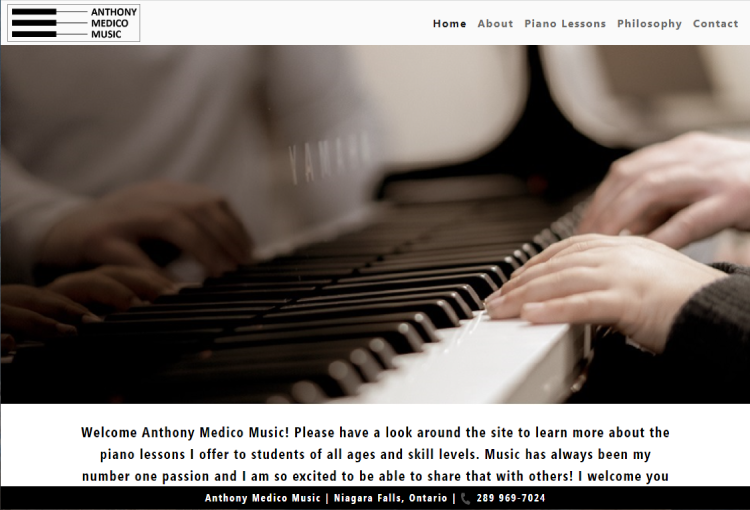 Screenshot - Anthony Medico Music homepage
