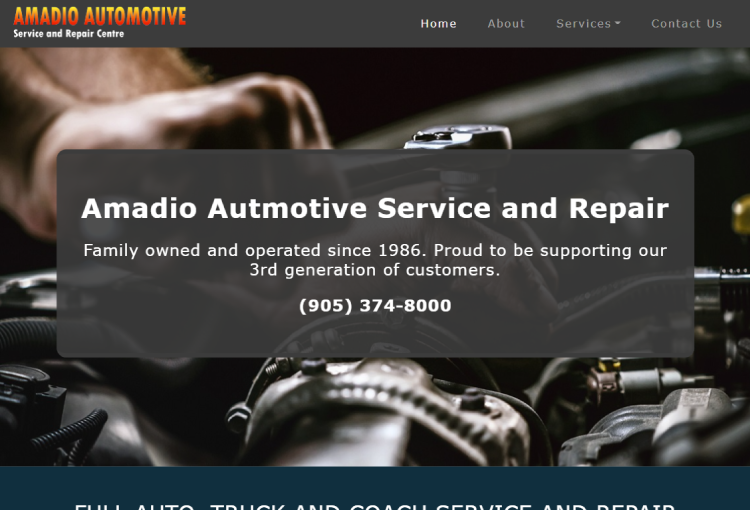 Screenshot - Amadio Automotive homepage