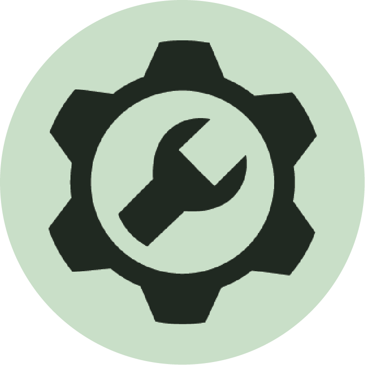 Cog circle with a wrench icon in the middle
