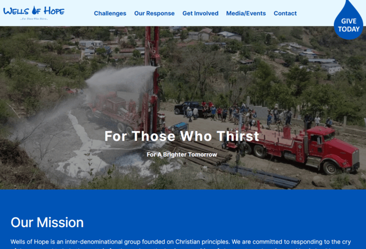 Screenshot - Wells of Hope homepage